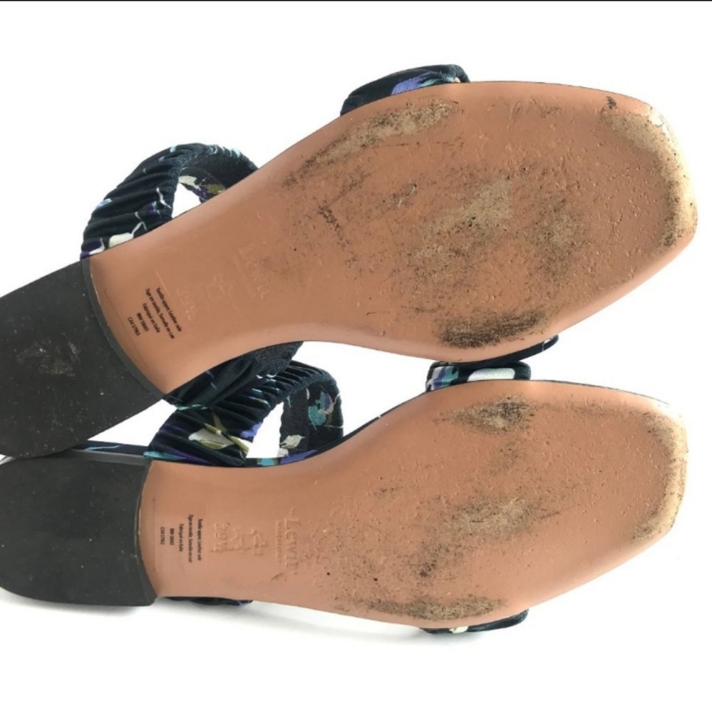 Lewit Elena Ruched Blue Floral Dressy Slide Sandals - Picture 10 of 11